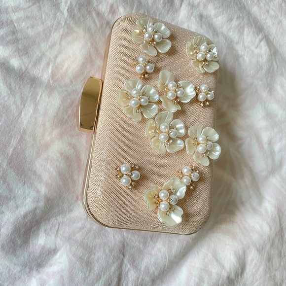 Women Clutch Evening Bag Party Flower Glitter - Picture 2 of 9